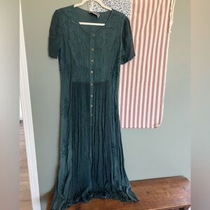 Vintage green MPH boho style maxi dress